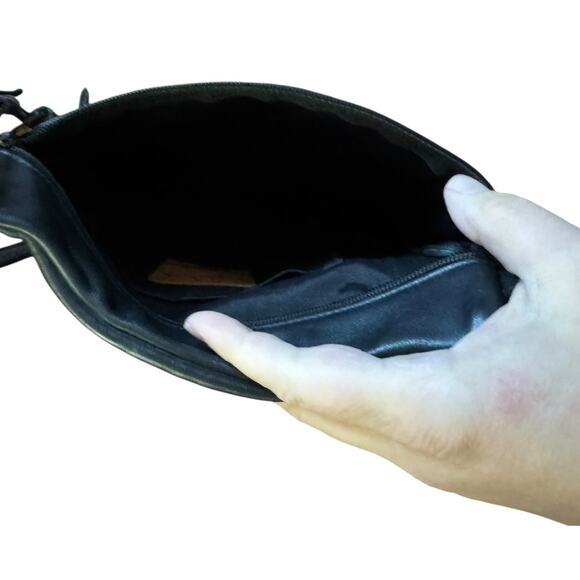 Ilze Heider Artsy Leather Design Crossbody Purse Black Colorful Shapes Eclectic - Picture 9 of 13